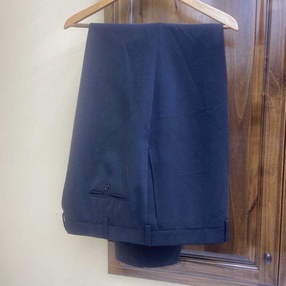 New Mens Coppley Dreamweave Slacks Damis Black Textured Unhemmed 46 Regular